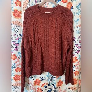 Rust/ Burgundy Cable Knit Sweater- SIZE MEDIUM